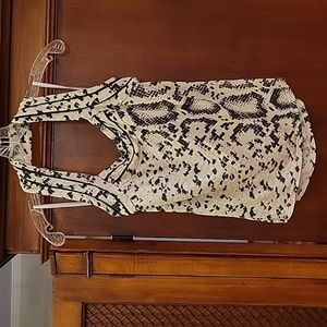 WHBM | Silk Blend Reptile Print Halter Top with Built-in in Bra - Small